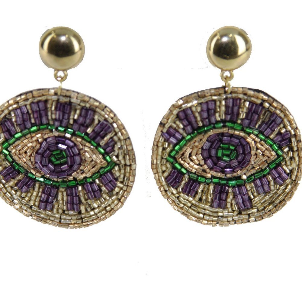 Mardi Gras Earrings~Mardi Gras Evil Eye Earrings